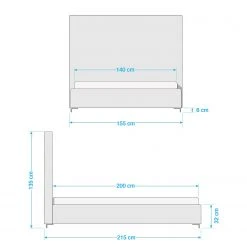 Fredriks Polsterbett Tilia I Kunstleder - Kunstleder Dag: Anthrazit - 140 x 200cm - T-Kufen -Schlafzimmer Verkaufe DE 1000013417 210709 08480300005 SKETCH DETAILS P000000001000013417 sketch