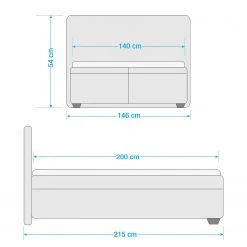 Loftscape Boxspringbett Evita - Schwarz - 140 x 200cm -Schlafzimmer Verkaufe DE 1000053471 210720 07184100004 SKETCH DETAILS P000000001000053471 sketch