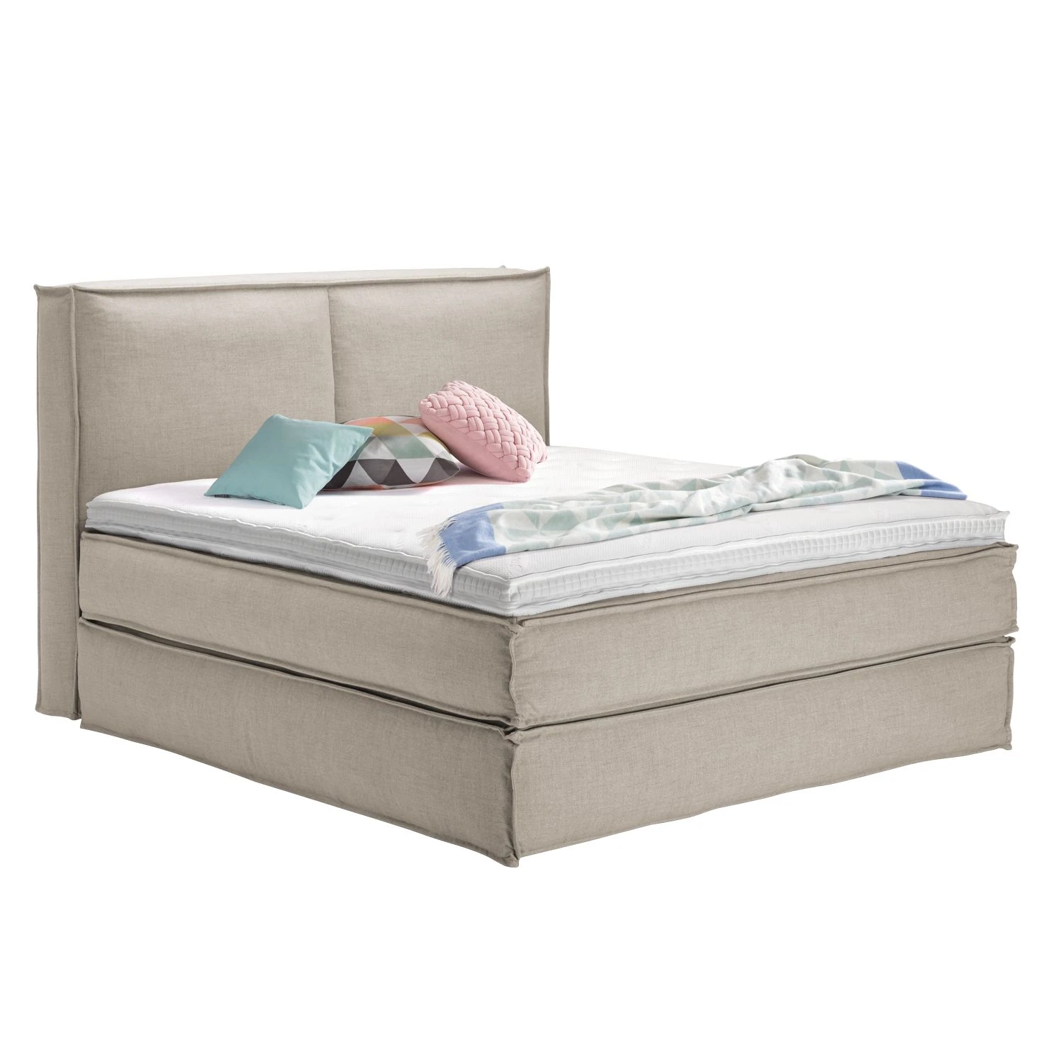 Boxspringbett Kinx - Stoff KINX: Beige - 180 x 200cm - H2 - 130 cm 1 Boxspringbett Kinx - Stoff KINX: Beige - 180 x 200cm - H2 - 130 cm
