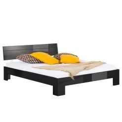 Neue Modular Doppelbett Perleto - Hochglanz Schwarz - 140 x 200cm