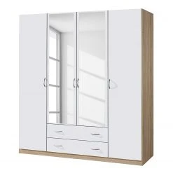 Rauch Blue Drehtürenschrank Case III - Alpinweiß/Sonoma Eiche Dekor - Schrankbreite: 181 cm - 4-türig