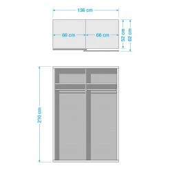 Rauch Orange Schwebetürenschrank Quadra - Alpinweiß / Glas Schwarz - Breite x Höhe: 136 x 210 cm -Schlafzimmer Verkaufe DE 1000080174 220127 07432300500 SKETCH DETAILS P000000001000080174 sketch