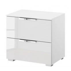 Nachtkommode SKØP x2 - Hochglanz Weiß / Alpinweiß - Breite: 50 cm - Chrom