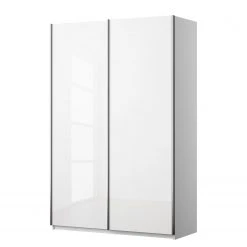 Schwebetürenschrank KiYDOO I - Hochglanz Weiß / Alpinweiß - Höhe: 210 cm - Breite: 136 cm