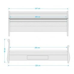 Maison Belfort Massivholz-Doppelbett Cenan - Kiefer Weiß gebeizt & lackiert / Laugenfarbig - 200 x 200cm -Schlafzimmer Verkaufe DE 1000104243 211122 083202000512 SKETCH DETAILS P000000001000104243 sketch