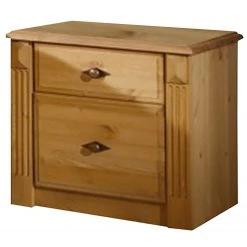 Maison Belfort Nachtkommode Cenan - Kiefer massiv - gebeizt & geölt - 2 Schubkästen