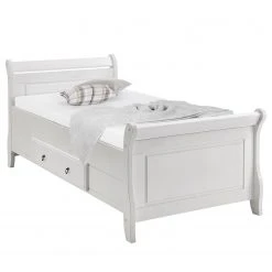 Maison Belfort Massivholz-Einzelbett Cenan - Kiefer Weiß - 100 x 200cm