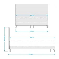 SmoodSpring Bett II - Webstoff / Eiche massiv - Lichtgrau - 140 x 200cm -Schlafzimmer Verkaufe DE 1000120608 210701 064313000215 ICON DETAILS P000000001000120608 icon seal
