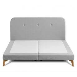 SmoodSpring Bett II - Webstoff / Eiche massiv - Lichtgrau - 140 x 200cm -Schlafzimmer Verkaufe DE 1000120608 210701 06431300036 DETAILS P000000001000120608