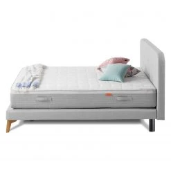 SmoodSpring Bett II - Webstoff / Eiche massiv - Lichtgrau - 140 x 200cm -Schlafzimmer Verkaufe DE 1000120608 210701 06431300037 DETAILS P000000001000120608