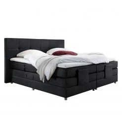 Loftscape Boxspringbett Jamana - motorisch verstellbar - inkl. Topper - Webstoff - Schwarz