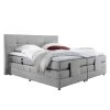 Loftscape Boxspringbett Jamana - motorisch verstellbar - inkl. Topper - Webstoff - Lichtgrau