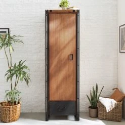 Ars manufacti Garderobenschrank Manchester II - Akazie teilmassiv / Metall - Akazie / Anthrazit - Breite: 61 cm -Schlafzimmer Verkaufe DE 1000123634 191122 12054900016 MOOD DETAILS P000000001000123634 mood