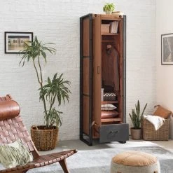 Ars manufacti Garderobenschrank Manchester II - Akazie teilmassiv / Metall - Akazie / Anthrazit - Breite: 61 cm -Schlafzimmer Verkaufe DE 1000123634 191122 12055000018 MOOD DETAILS P000000001000123634 mood