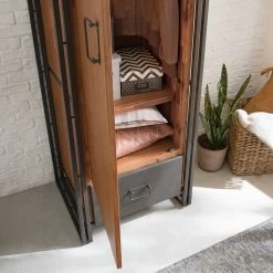 Ars manufacti Garderobenschrank Manchester II - Akazie teilmassiv / Metall - Akazie / Anthrazit - Breite: 61 cm -Schlafzimmer Verkaufe DE 1000123634 191122 12055000019 DETAILS P000000001000123634