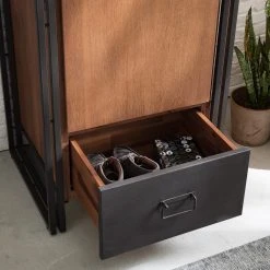 Ars manufacti Garderobenschrank Manchester II - Akazie teilmassiv / Metall - Akazie / Anthrazit - Breite: 61 cm -Schlafzimmer Verkaufe DE 1000123634 191122 12055000020 DETAILS P000000001000123634