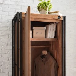 Ars manufacti Garderobenschrank Manchester II - Akazie teilmassiv / Metall - Akazie / Anthrazit - Breite: 61 cm -Schlafzimmer Verkaufe DE 1000123634 191122 12055000021 DETAILS P000000001000123634