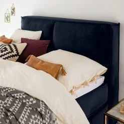 Boxspringbett Kinx - Samt Fraya: Marineblau - 180 x 200cm - H2 - 130 cm -Schlafzimmer Verkaufe DE 1000125281 180914 15111119 GALLERYIMAGES P000000001000125281
