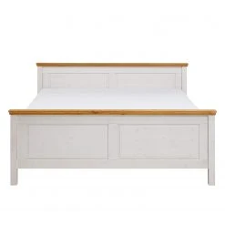 Maison Belfort Massivholzbett Bergen - Kiefer Weiß / Kiefer Laugenfarbig - 200 x 200cm -Schlafzimmer Verkaufe DE 1000125638 211122 08323702163 DETAILS P000000001000125638