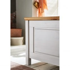 Maison Belfort Massivholzbett Bergen - Kiefer Weiß / Kiefer Laugenfarbig - 200 x 200cm -Schlafzimmer Verkaufe DE 1000125638 211122 08323702194 DETAILS P000000001000125638