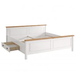 Maison Belfort Massivholzbett Bergen - Kiefer Weiß / Kiefer Laugenfarbig - 200 x 200cm -Schlafzimmer Verkaufe DE 1000125638 220406 030 DETAILS P000000001000125638