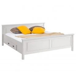 Maison Belfort Massivholzbett Bergen - Kiefer Weiß - 200 x 200cm