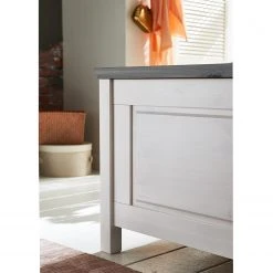 Maison Belfort Massivholzbett Bergen - Kiefer Weiß / Kiefer Grau - 140 x 200cm -Schlafzimmer Verkaufe DE 1000125646 211122 08324002259 DETAILS P000000001000125646