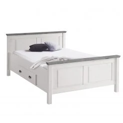 Maison Belfort Massivholzbett Bergen - Kiefer Weiß / Kiefer Grau - 140 x 200cm