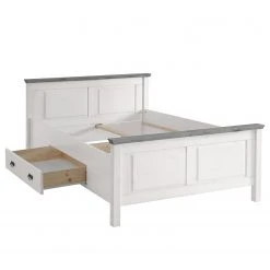 Maison Belfort Massivholzbett Bergen - Kiefer Weiß / Kiefer Grau - 140 x 200cm -Schlafzimmer Verkaufe DE 1000125646 220406 030 DETAILS P000000001000125646