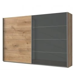 Wimex Schwebetürenschrank Easy Plus I - Plankeneiche Dekor / Glas Grau - Höhe: 210 cm - Breite: 225 cm