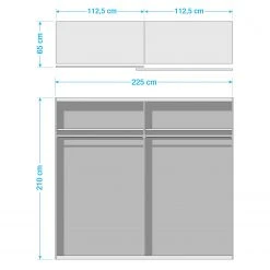 Wimex Schwebetürenschrank Easy Plus I - Plankeneiche Dekor / Glas Grau - Höhe: 210 cm - Breite: 225 cm -Schlafzimmer Verkaufe DE 1000130090 180912 120722187 GALLERYIMAGES P000000001000130090