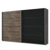 Wimex Schwebetürenschrank Easy Plus I - Schlammeiche Dekor / Glas Schwarz - Höhe: 210 cm - Breite: 180 cm