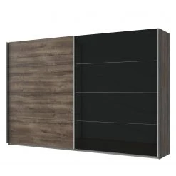 Wimex Schwebetürenschrank Easy Plus I - Schlammeiche Dekor / Glas Schwarz - Höhe: 210 cm - Breite: 180 cm