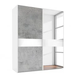 Wimex Schwebetürenschrank Weimar - Beton Dekor / Glas Weiß - Breite: 180 cm