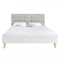 Bett SKØP IX - Hellgrau / Weiß - 140 x 200cm -Schlafzimmer Verkaufe DE 1000142623 181116 132802299 GALLERYIMAGES P000000001000142623