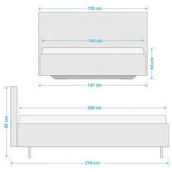 Bett SKØP VIII - Dunkelgrau / Grau - 140 x 200cm -Schlafzimmer Verkaufe DE 1000142634 220614 500 SKETCH DETAILS P000000001000142634 sketch