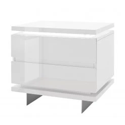 Fredriks Nachtkommode Nola I - inkl. LED - Hochglanz Weiß - 2