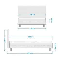 Meise.möbel Polsterbett Lena - Webstoff - Lichtgrau - 120 x 200cm -Schlafzimmer Verkaufe DE 1000150189 181220 16400700036 GALLERYIMAGES P000000001000150189
