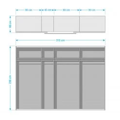 Schwebetürenschrank SKØP pure gloss - Hochglanz Weiß / Weiß - Höhe: 236 cm - Breite: 315 cm - 3 -Schlafzimmer Verkaufe DE 1000154723 190204 12424800249 GALLERYIMAGES P000000001000154723