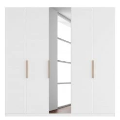 Drehtürenschrank SKØP glass wood reflec - Mattglas Weiß/ Kristallspiegel - Höhe: 222 cm - Breite: 225 cm - Basic -Schlafzimmer Verkaufe DE 1000154887 190204 12380100157 GALLERYIMAGES P000000001000154887