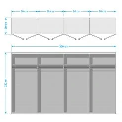 Drehtürenschrank SKØP country reflect - Landhaus Weiß / Kristallspiegel - Höhe: 222 cm - Breite: 360 cm - Basic -Schlafzimmer Verkaufe DE 1000154920 190204 12425600446 GALLERYIMAGES P000000001000154920