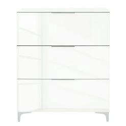 Maja Möbel Kommode Shino I - Glas Weiß / Eiche Riviera Dekor - Höhe: 109 cm -Schlafzimmer Verkaufe DE 1000170606 190418 12393300056 GALLERYIMAGES P000000001000170606