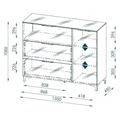 Maja Möbel Kommode Shino II - Glas Schwarz / Eiche Riviera Dekor -Schlafzimmer Verkaufe DE 1000170635 190418 12394100169 GALLERYIMAGES P000000001000170635