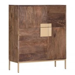 Jack & Alice Kommode Lyss - Akazie massiv / Metall - Akazie Braun / Messing