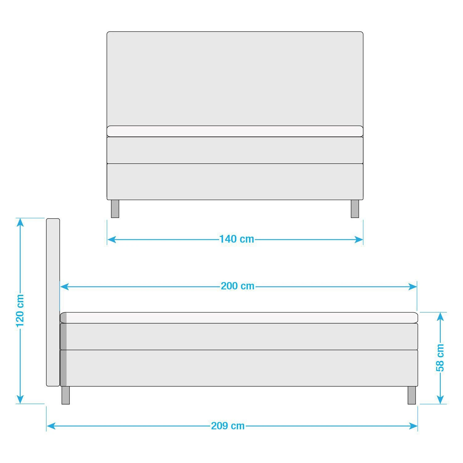 Fredriks Boxspringbett Joiselle - inkl. Topper - Webstoff - Anthrazit - 140 x 200cm 8 Fredriks Boxspringbett Joiselle - inkl. Topper - Webstoff - Anthrazit - 140 x 200cm – Bild 8