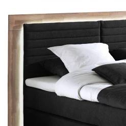 Naturoo Boxspringbett Marcel II - Webstoff in Samtoptik inkl. Beleuchtung - Eiche, teilmassiv - Schwarz - 200 x 200cm - H2 -Schlafzimmer Verkaufe DE 1000175801 190703 16134900552 GALLERYIMAGES P000000001000175801