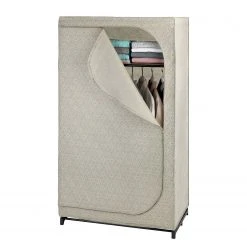 WENKO Kleiderschrank Balance II - Vlies / Metall - Taupe / Schwarz