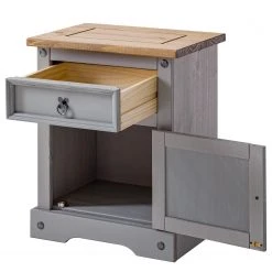 Maison Belfort Nachtkommode Finca Rustica - Kiefer massiv - Kiefer Grau -Schlafzimmer Verkaufe DE 1000178052 200417 13030300034 DETAILS P000000001000178052