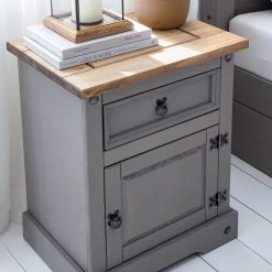 Maison Belfort Nachtkommode Finca Rustica - Kiefer massiv - Kiefer Grau -Schlafzimmer Verkaufe DE 1000178052 200507 14282100003 DETAILS P000000001000178052