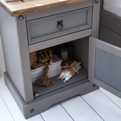 Maison Belfort Nachtkommode Finca Rustica - Kiefer massiv - Kiefer Grau -Schlafzimmer Verkaufe DE 1000178052 200507 14282200006 DETAILS P000000001000178052